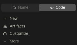 The Code tab — upper left of the Claude Desktop app