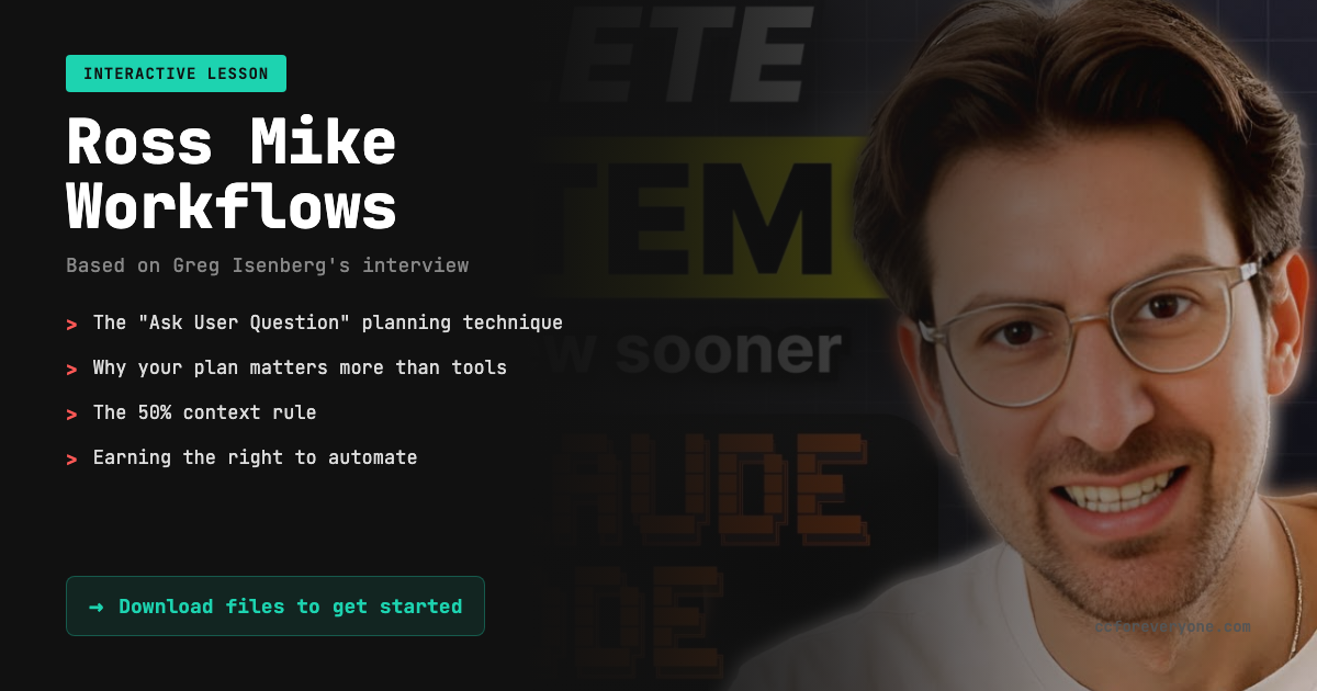 Ross Mike Workflows | Free Interactive Claude Code Lesson – CC for Everyone